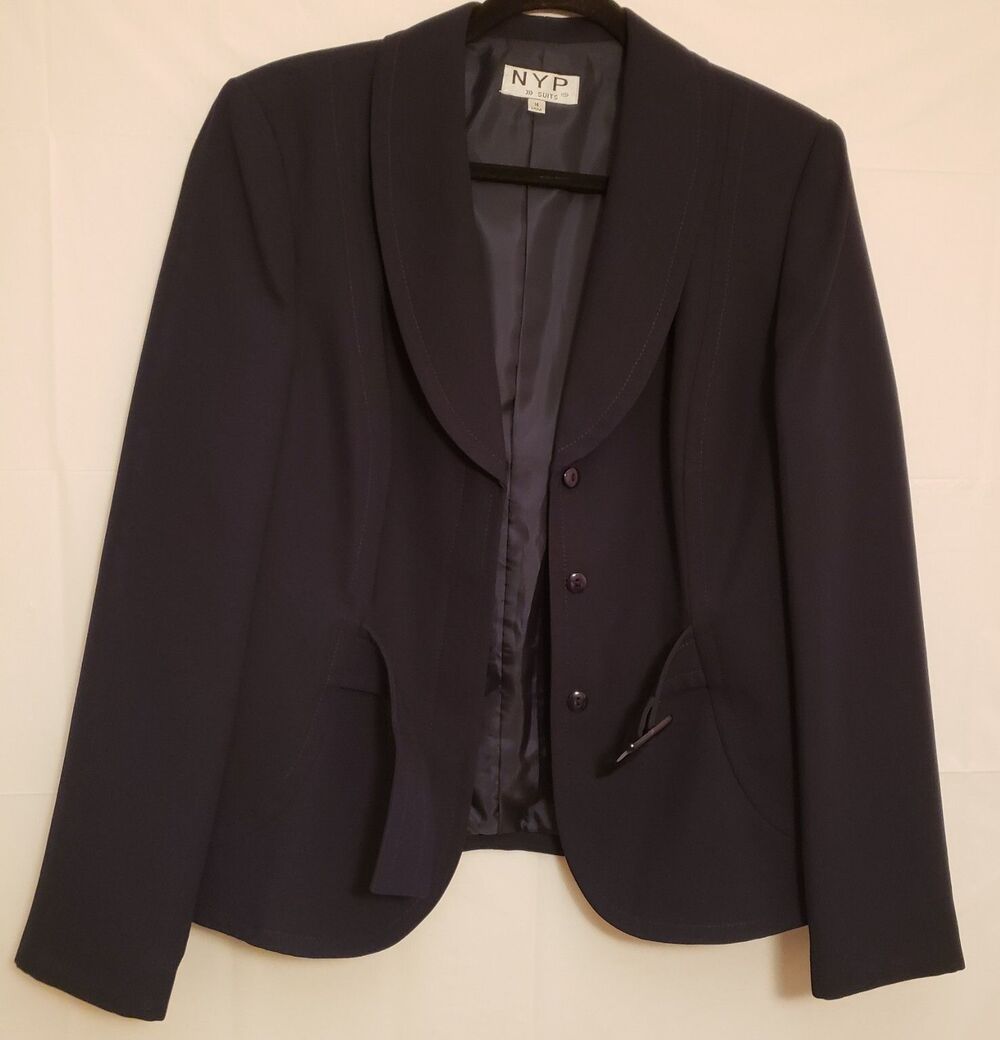 NYP Women’s Navy Blue Fully Lined Business Corporate Formal Blazer Size 14 NWOT
